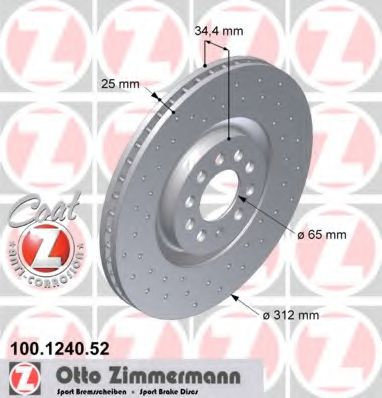 Disc frana AUDI A3 (8L1) (1996 - 2003) ZIMMERMANN 100.1240.52 piesa NOUA