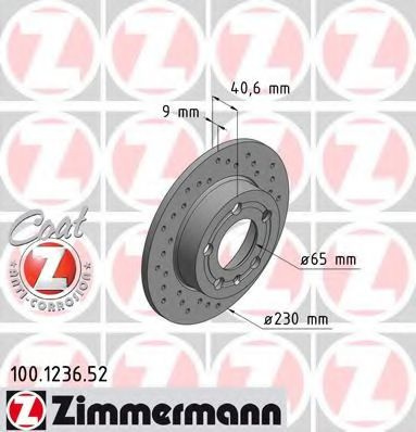 Disc frana AUDI A3 (8L1) (1996 - 2003) ZIMMERMANN 100.1236.52 piesa NOUA