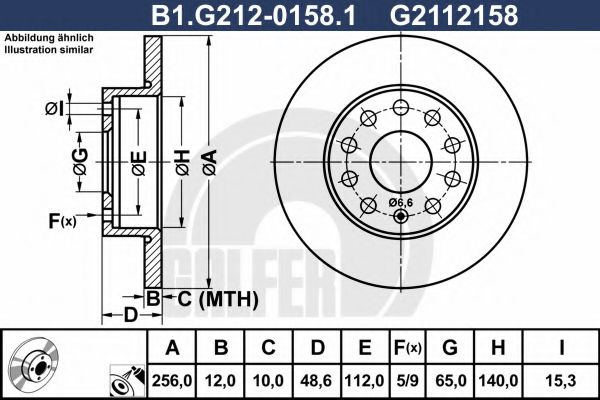 Disc frana AUDI A3 (8P1) (2003 - 2012) GALFER B1.G212-0158.1 piesa NOUA