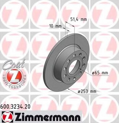 Disc frana AUDI A3 (8P1) (2003 - 2012) ZIMMERMANN 600.3234.20 piesa NOUA