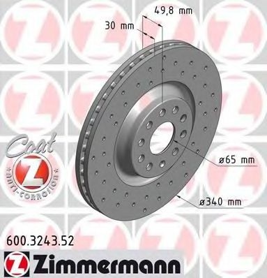 Disc frana AUDI A3 (8V1) (2012 - 2016) ZIMMERMANN 600.3243.52 piesa NOUA