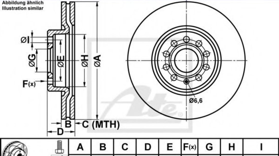 Disc frana AUDI A3 Cabriolet (8P7) (2008 - 2013) ATE 24.0325-0158.1 piesa NOUA