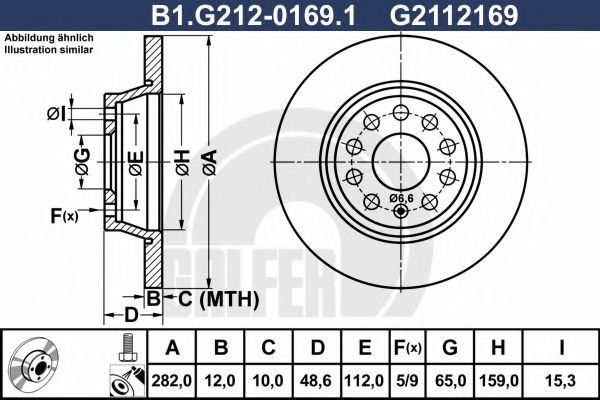 Disc frana AUDI A3 Cabriolet (8P7) (2008 - 2013) GALFER B1.G212-0169.1 piesa NOUA