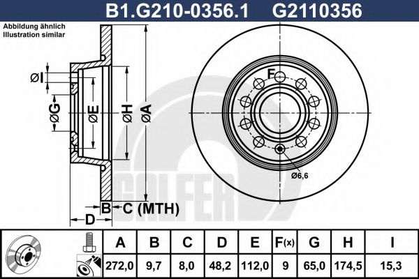 Disc frana AUDI A3 Cabriolet (8V7) (2013 - 2016) GALFER B1.G210-0356.1 piesa NOUA