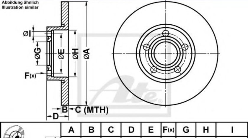 Disc frana AUDI A4 (8D2, B5) (1994 - 2001) ATE 24.0115-0105.1 piesa NOUA