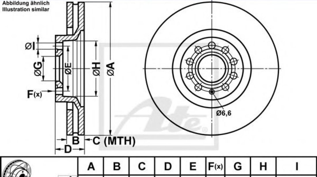 Disc frana AUDI A4 (8E2, B6) (2000 - 2004) ATE 24.0330-0113.1 piesa NOUA