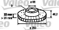 Disc frana AUDI A4 (8E2, B6) (2000 - 2004) VALEO 186582 piesa NOUA