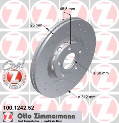 Disc frana AUDI A4 (8E2, B6) (2000 - 2004) ZIMMERMANN 100.1242.52 piesa NOUA