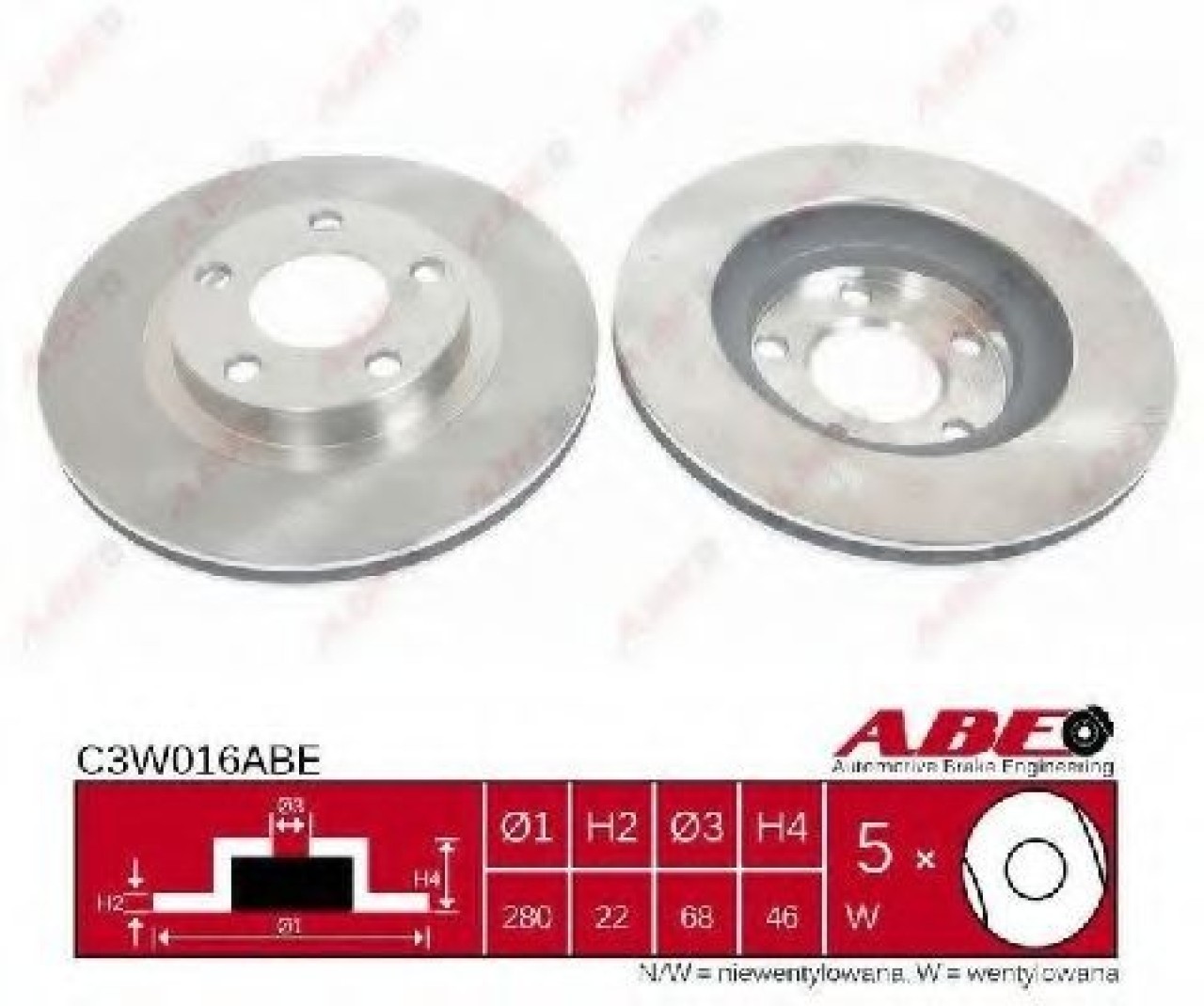 Disc frana AUDI A4 (8EC, B7) (2004 - 2008) ABE C3W016ABE piesa NOUA