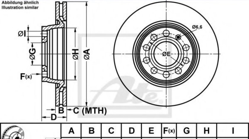 Disc frana AUDI A4 (8EC, B7) (2004 - 2008) ATE 24.0122-0152.1 piesa NOUA