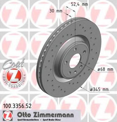 Disc frana AUDI A4 (8K2, B8) (2007 - 2015) ZIMMERMANN 100.3356.52 piesa NOUA