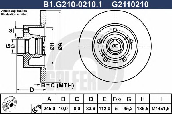 Disc frana AUDI A4 Avant (8D5, B5) (1994 - 2001) GALFER B1.G210-0210.1 piesa NOUA