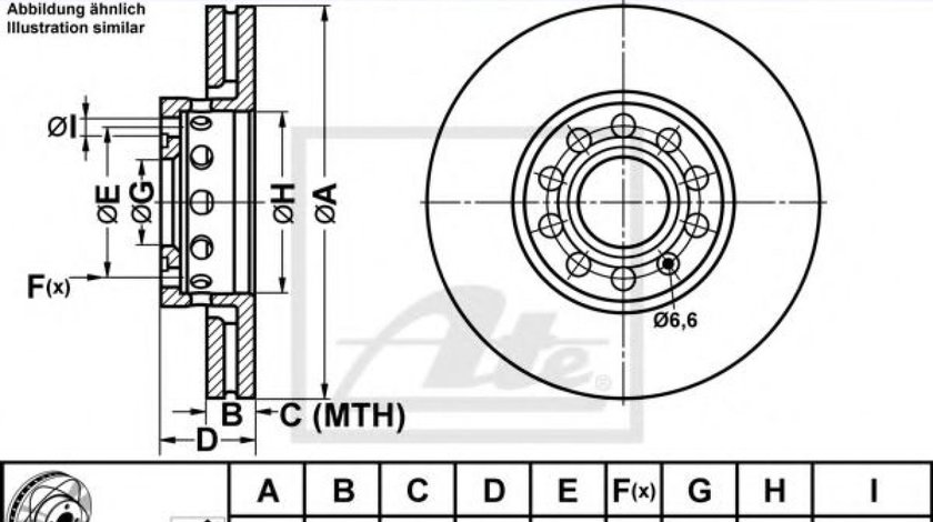 Disc frana AUDI A4 Avant (8E5, B6) (2001 - 2004) ATE 24.0325-0105.1 piesa NOUA