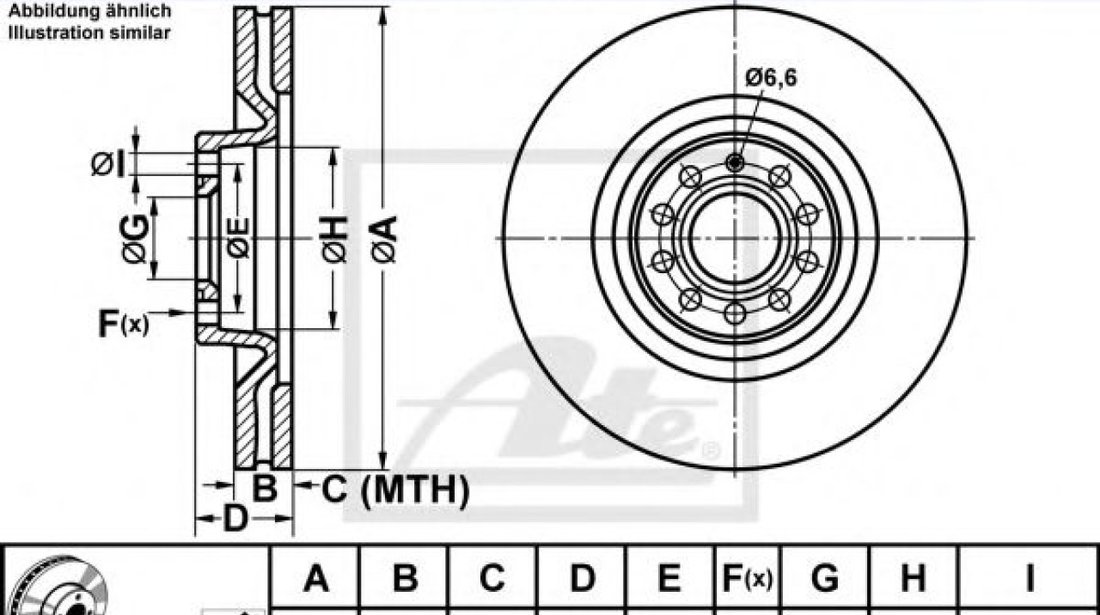 Disc frana AUDI A4 Avant (8E5, B6) (2001 - 2004) ATE 24.0130-0119.1 piesa NOUA