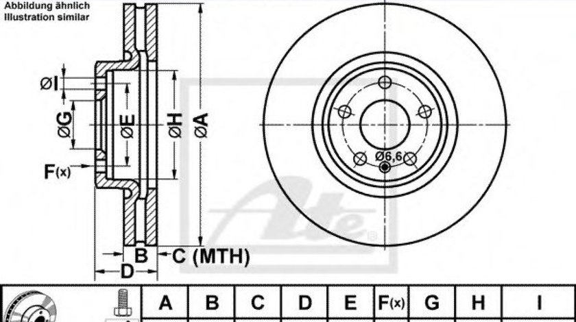 Disc frana AUDI A4 Avant (8K5, B8) (2007 - 2015) ATE 24.0130-0221.1 piesa NOUA