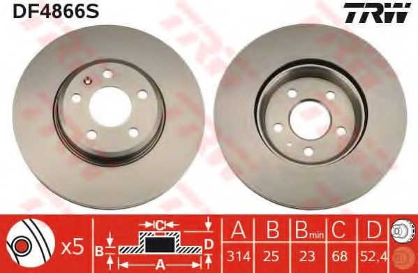 Disc frana AUDI A4 Avant (8K5, B8) (2007 - 2015) TRW DF4866S piesa NOUA