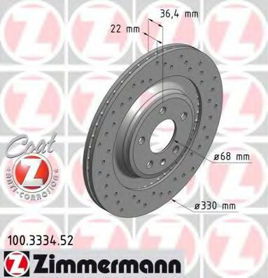 Disc frana AUDI A4 Avant (8K5, B8) (2007 - 2015) ZIMMERMANN 100.3334.52 piesa NOUA