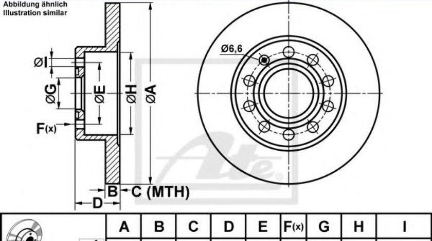 Disc frana AUDI A4 Cabriolet (8H7, B6, 8HE, B7) (2002 - 2009) ATE 24.0110-0261.1 piesa NOUA