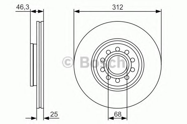 Disc frana AUDI A4 Cabriolet (8H7, B6, 8HE, B7) (2002 - 2009) BOSCH 0 986 479 S23 piesa NOUA