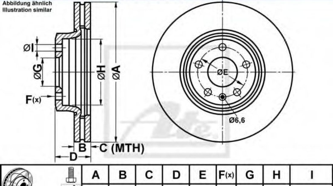 Disc frana AUDI A5 Cabriolet (8F7) (2009 - 2016) ATE 24.0325-0184.1 piesa NOUA