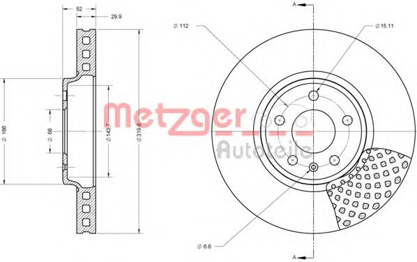 Disc frana AUDI A5 Sportback (8TA) (2009 - 2016) METZGER 6110425 piesa NOUA