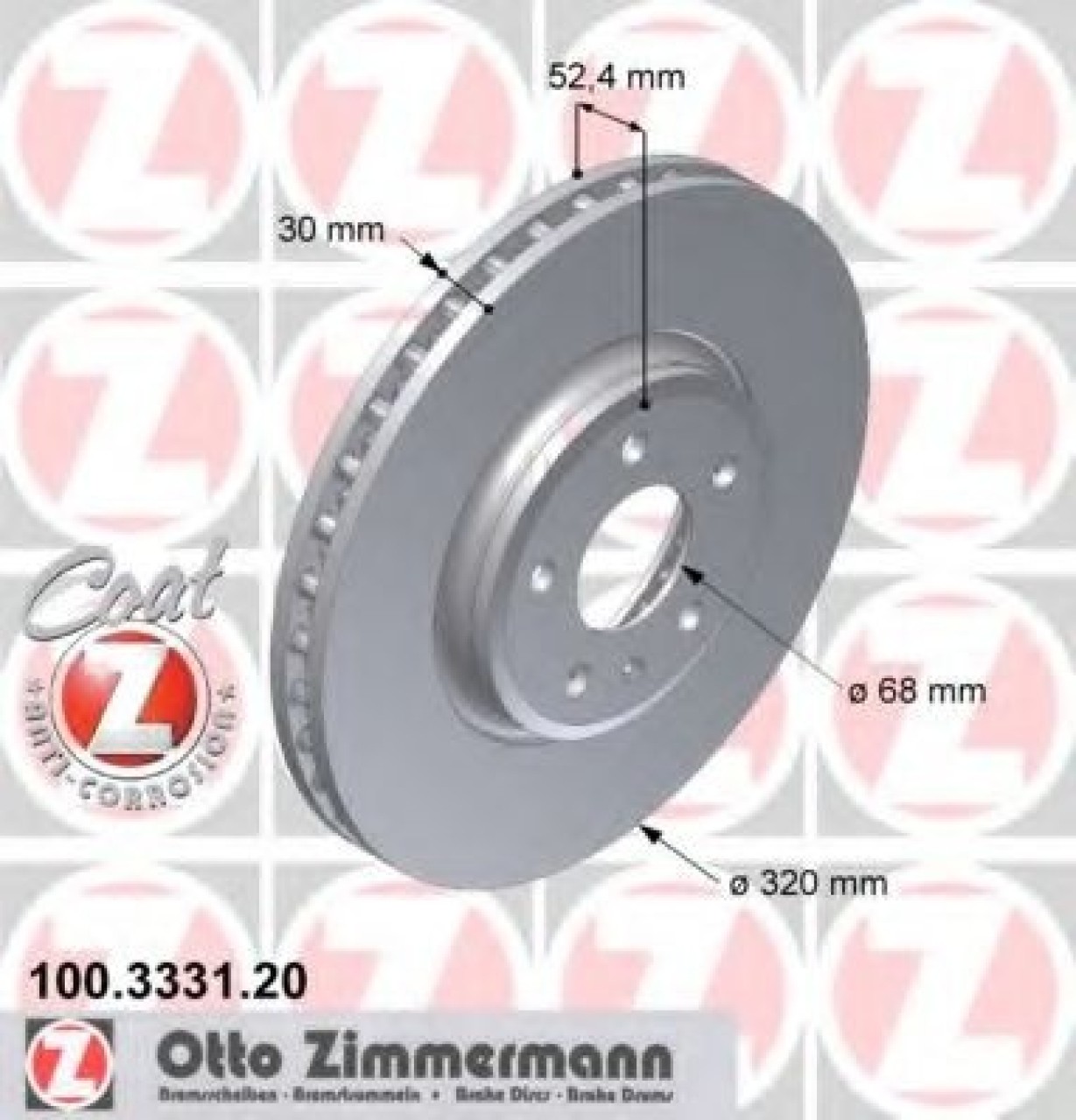 Disc frana AUDI A5 Sportback (8TA) (2009 - 2016) ZIMMERMANN 100.3331.20 piesa NOUA