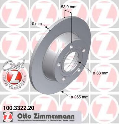 Disc frana AUDI A6 (4B2, C5) (1997 - 2005) ZIMMERMANN 100.3322.20 piesa NOUA