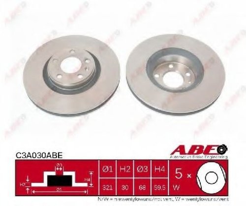 Disc frana AUDI A6 (4F2, C6) (2004 - 2011) ABE C3A030ABE piesa NOUA