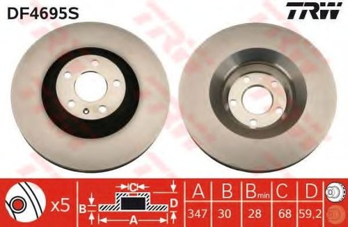 Disc frana AUDI A6 Allroad (4FH, C6) (2006 - 2011) TRW DF4695S piesa NOUA