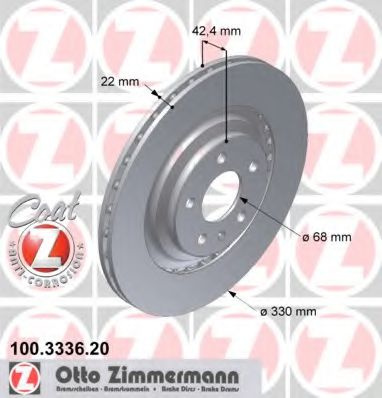 Disc frana AUDI A6 Allroad (4FH, C6) (2006 - 2011) ZIMMERMANN 100.3336.20 piesa NOUA