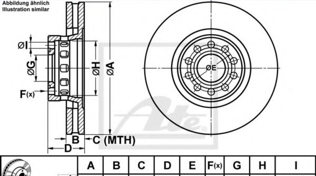 Disc frana AUDI A6 Avant (4A, C4) (1994 - 1997) ATE 24.0130-0104.1 piesa NOUA