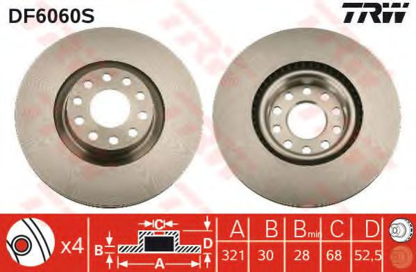 Disc frana AUDI A6 Avant (4B5, C5) (1997 - 2005) TRW DF6060S piesa NOUA