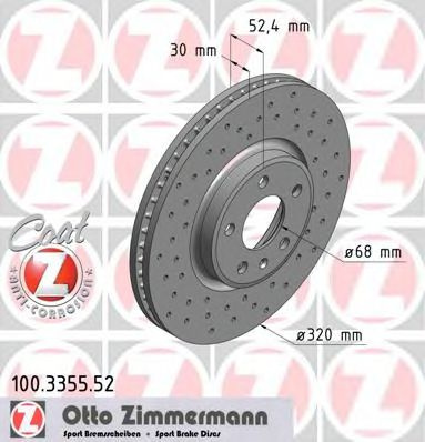 Disc frana AUDI A6 Avant (4G5, C7, 4GD) (2011 - 2016) ZIMMERMANN 100.3355.52 piesa NOUA