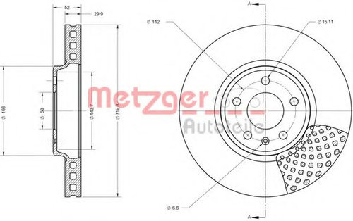 Disc frana AUDI Q5 (8R) (2008 - 2016) METZGER 6110425 piesa NOUA