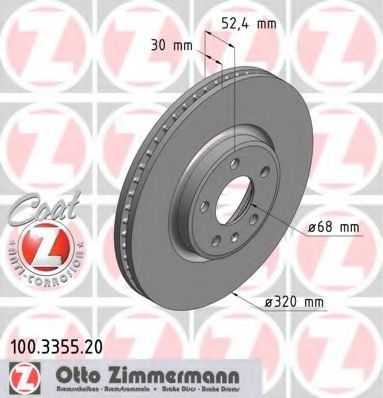 Disc frana AUDI Q5 (8R) (2008 - 2016) ZIMMERMANN 100.3355.20 piesa NOUA