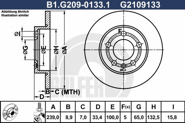 Disc frana AUDI TT (8N3) (1998 - 2006) GALFER B1.G209-0133.1 piesa NOUA