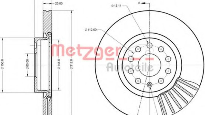 Disc frana AUDI TT (FV3) (2014 - 2016) METZGER 6110072 piesa NOUA