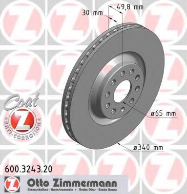 Disc frana AUDI TT (FV3) (2014 - 2016) ZIMMERMANN 600.3243.20 piesa NOUA