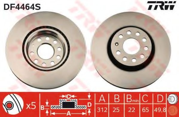 Disc frana AUDI TT Roadster (8J9) (2007 - 2014) TRW DF4464S piesa NOUA