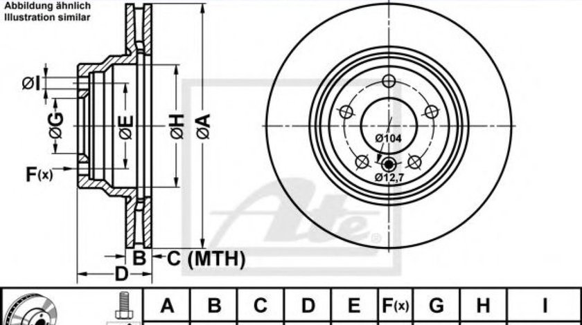 Disc frana BMW Seria 1 (E81) (2006 - 2012) ATE 24.0124-0200.1 piesa NOUA