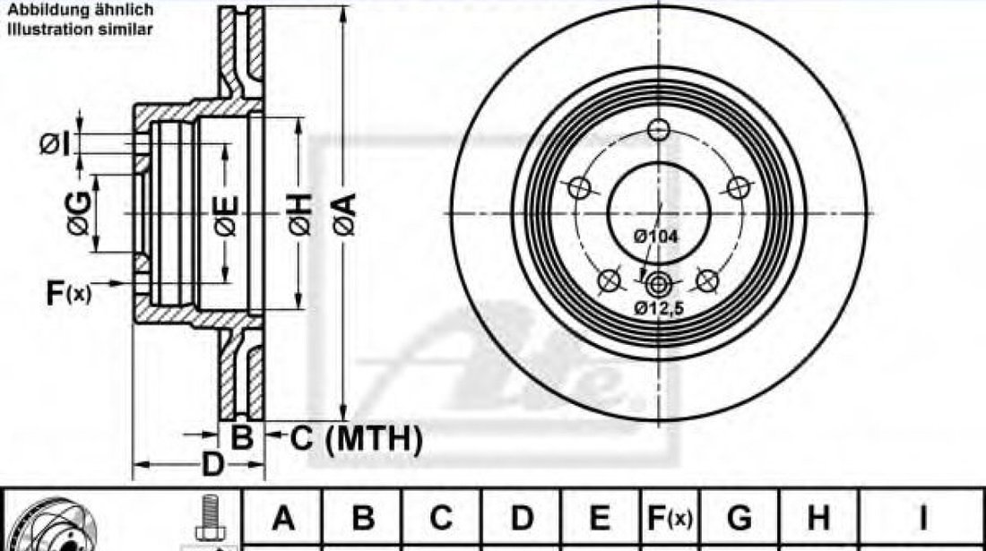 Disc frana BMW Seria 1 (E81) (2006 - 2012) ATE 24.0320-0195.1 piesa NOUA