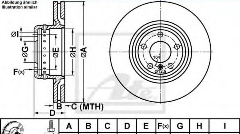 Disc frana BMW Seria 1 (F20) (2010 - 2016) ATE 24.0124-0250.2 piesa NOUA