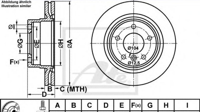 Disc frana BMW Seria 2 Cabriolet (F23) (2014 - 2016) ATE 24.0120-0237.1 piesa NOUA