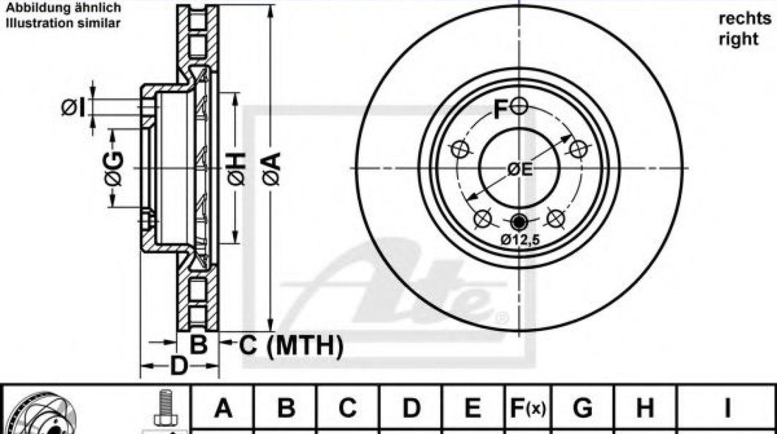 Disc frana BMW Seria 3 Cabriolet (E36) (1993 - 1999) ATE 24.0328-0199.1 piesa NOUA