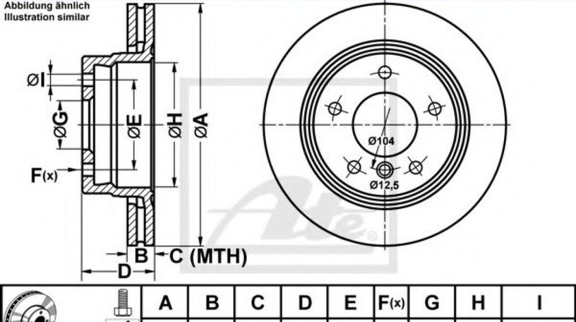 Disc frana BMW Seria 3 Cabriolet (E46) (2000 - 2007) ATE 24.0119-0107.1 piesa NOUA