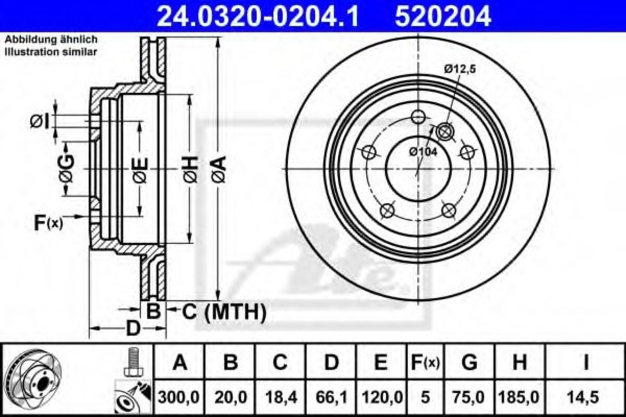 Disc frana BMW Seria 3 Cabriolet (E93) (2006 - 2013) ATE 24.0320-0204.1 piesa NOUA