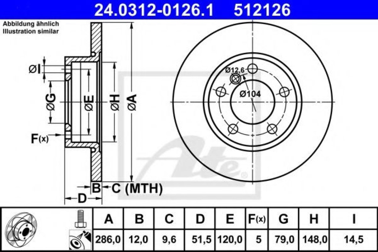 Disc frana BMW Seria 3 Cupe (E36) (1992 - 1999) ATE 24.0312-0126.1 piesa NOUA