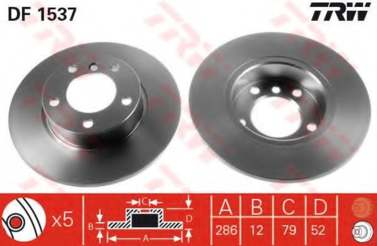 Disc frana BMW Seria 3 (E36) (1990 - 1998) TRW DF1537 piesa NOUA