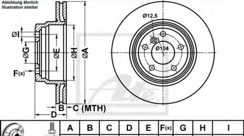 Disc frana BMW Seria 3 (F30, F35, F80) (2011 - 2016) ATE 24.0120-0243.1 piesa NOUA