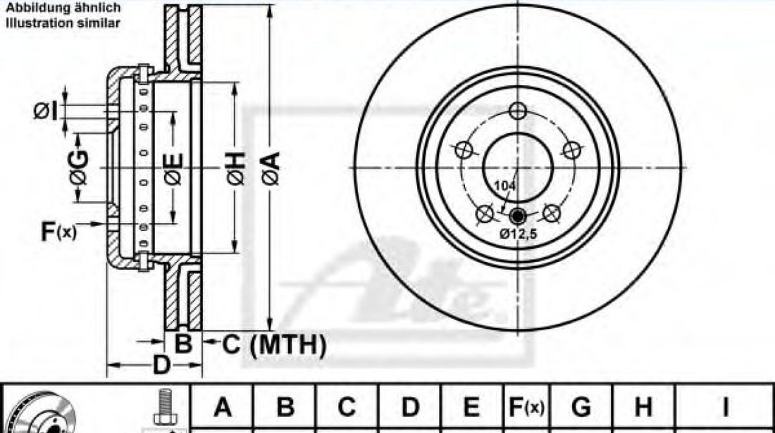 Disc frana BMW Seria 3 Gran Turismo (F34) (2013 - 2016) ATE 24.0124-0251.2 piesa NOUA